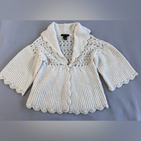 ARDEN B Womens Knit BUTTON FRONT CARDIGAN SWEATER Shawl Size‎ Medium ivory - Picture 3 of 9